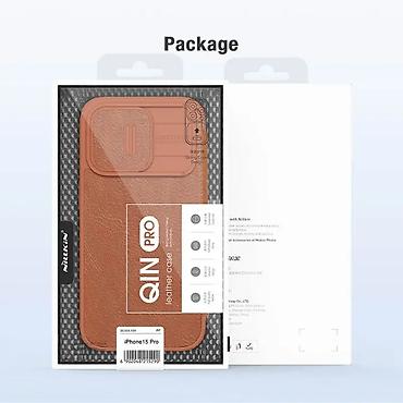 Maske i futrole za telefone: Maska Nillkin Qin Pro za iPhone 15 Pro 6.1 crvena. Uz brzu dostavu i — 12