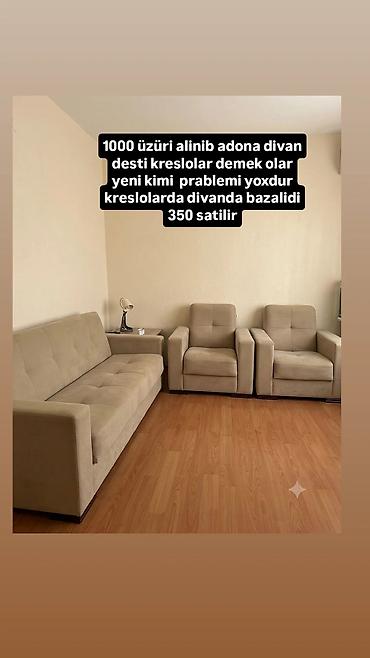 asma kreslo: Adona divan-kreslo dəsti - Dəst: 1 ədəd divan + 2 ədəd kreslo - Rəng — 1