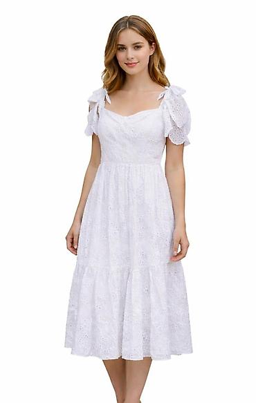 Şəxsi əşyalar: Ağ rəngli, krujeva (broderie anglaise) naxışlı midi don - Üst hissə — 1