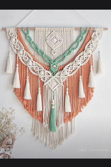 Панно: Макраме-панно и декоративные листья для интерьера. - Ручное плетение — 9