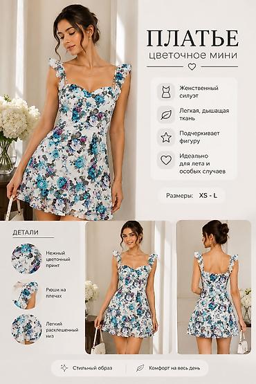 Повседневное платье, Лето, Короткая модель, M, L