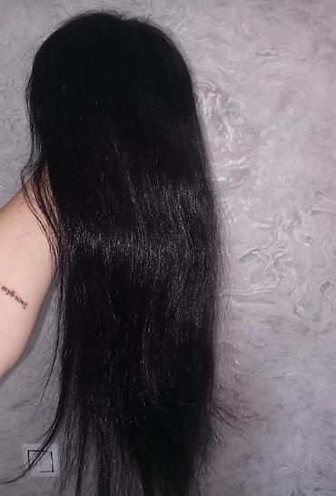 il: Təbii görünüşlü uzun qara parik - Model: düz teksturalı, təbii — 1