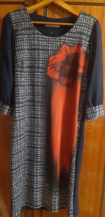 трикотажное платье 48 размер: Повседневное платье, Турция, Осень-весна, Прямое, 4XL (EU 48)
