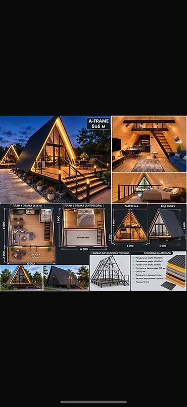 A‑FRAME дом 6×6 м — проект треугольного каркасного коттеджа с