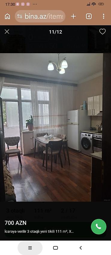 otag: İcarəyə verilir: 3 otaqlı mənzil, 111 m², yeni tikili, 2/17 — 2