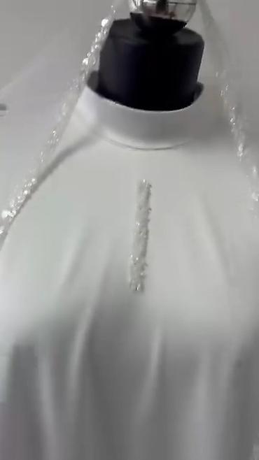 Свадебные платья: Белое свадебное платье-абайя с накидкой - Цвет: чистый белый - — 6