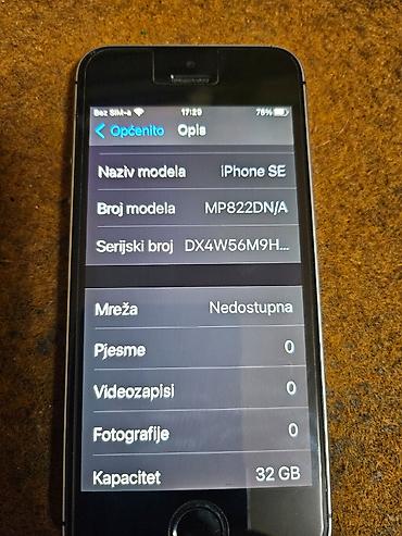 Apple iPhone: Apple iPhone SE (1. generacija), model MP822DN/A, kapacitet 32 GB.93% — 8