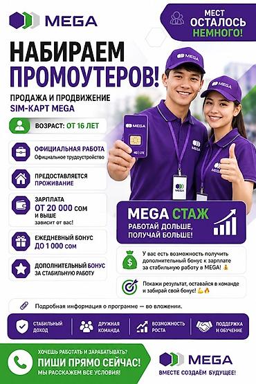 работа в доме: Вакансия: Промоутер SIM‑карт MEGA Что предстоит делать: - Продажа и — 1