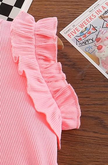 preline baby: Uşaq geyim dəsti – 2 hissə - Üst: Açıq çəhrayı rəngdə, nazik zolaqlı — 4