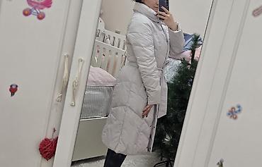 Qadın uzun qış paltosu – açıq boz rəngdə - Model: beldən kəmərli, uzun