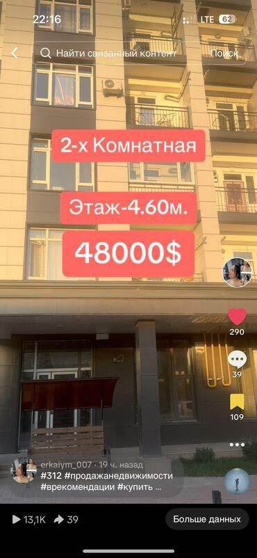 хата джал: 2 комнаты, 60 м², Элитка, 4 этаж, ПСО (под самоотделку)