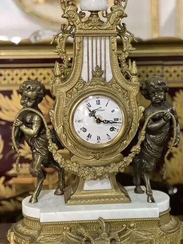 Satovi za kuću: Kaminski sat sa svećnjacima (anđeli) ⏰🕯️👼 Mehanizam: Odlično stanje — 14