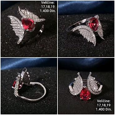 necklace: Elegantni prsten od hirurskog čelika sa crvenim kamenom u obliku suze — 3
