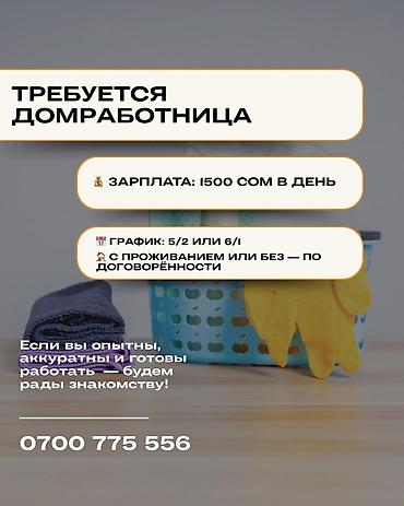 Требуется Домработница, График: Пятидневка, Полный рабочий день, Оплата: Ежедневно