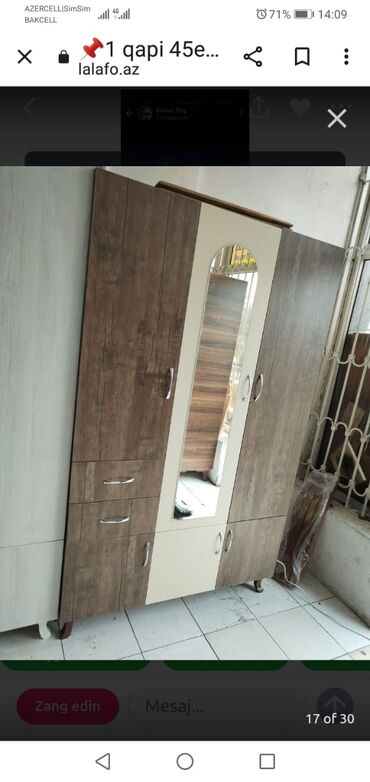 Dolablar: Yeni, Açılan, 3 qapılı Düz dolab, Dolab-asılqan, Azərbaycan — 23