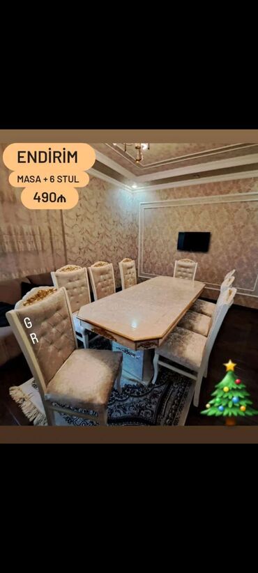 kafe stollari: Dördbucaq masa, Qonaq otağı üçün, 6 nəfər, Açılmayan, Azərbaycan, 2 il zəmanət