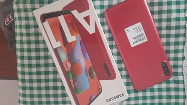 планшет ноутбук цена: Samsung Galaxy A11, Колдонулган, 32 ГБ, түсү - Кызыл, 2 SIM