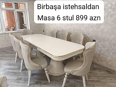Qonaq otağı üçün, Yeni, Açılmayan, Dördbucaq masa, 6 stul