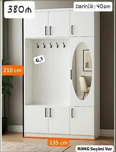Мебель для дома: Dəhliz üçün çoxfunksiyalı portmanto-dolab - Ölçülər: hündürlük 210 — 1