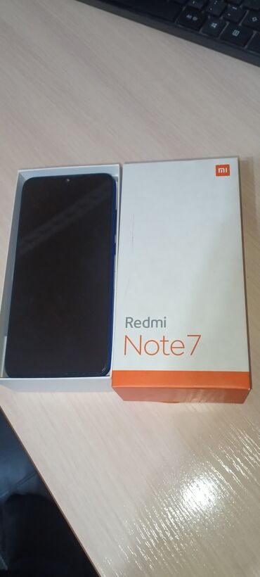 телефоны xiaomi redmi нот 10: Redmi, Redmi Note 7, Б/у, 64 ГБ, цвет - Синий, 1 SIM, 2 SIM