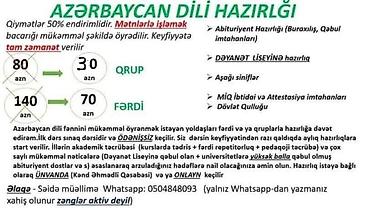 abituriyent: AZƏRBAYCAN DİLİ HAZIRLIĞI cəmi 30 AZN (Ünvan - ƏHMƏDLİ. Online — 1