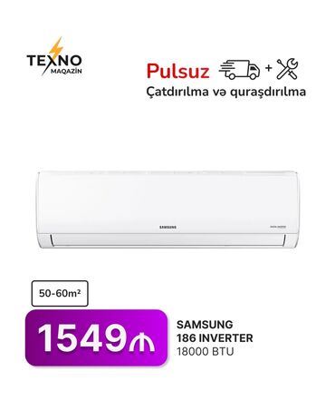 Kondisionerlər: Kondisioner Samsung, 50-60 kv. m, Split sistem, Kredit yoxdur, Pulsuz quraşdırılma