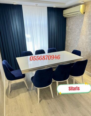 Masa və oturacaq dəstləri: Qonaq otağı üçün, Yeni, Açılmayan, Dördbucaq masa, 6 stul — 13