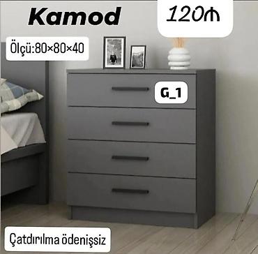 Komodlar: Kamod – 4 çekmecəli, müasir dizayn. - Rəng: tünd boz - Ölçü: 80×80×40 — 1