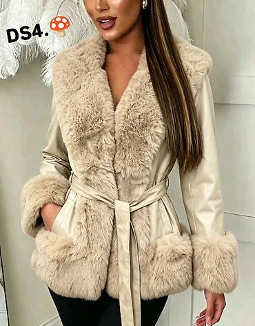 zimski džemperi: Ženska jakna sa veštačkim krznom – model 032 - Materijal: spolja — 2