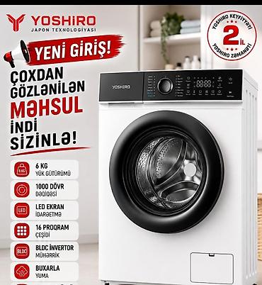 yeni hub: Paltaryuyan maşın 6 kq, Yeni, Avtomat, Qurutmasız, Kredit yoxdur, Pulsuz çatdırılma — 1