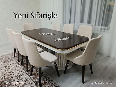 kreslo gence: Qonaq otağı üçün, Yeni, Açılan, Dördbucaq masa, 6 stul — 9