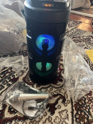 микрофон на пк: Портативная колонка в черном корпусе с динамической RGB-подсветкой