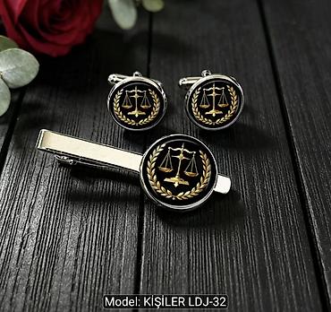 зажимы для галстуков: Model: KİŞİLƏR LDJ-32 Məhsul: Qol düyməsi və qalstuk iynəsi dəsti - — 1