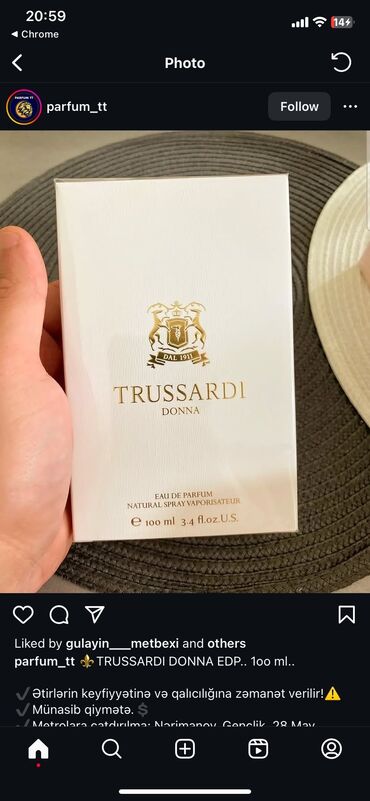 trussardi 100 ml: Yeni Trussardi Donna 100 ml . Cemi 40man