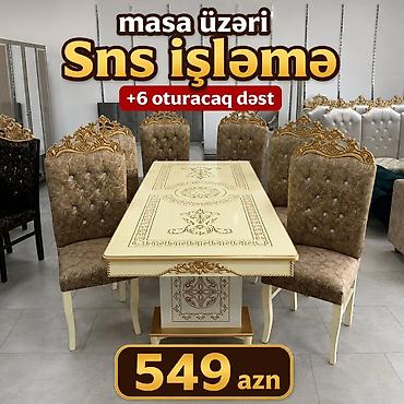 çen: Qonaq otağı üçün, Yeni, Açılmayan, Dördbucaq masa, 6 stul — 2