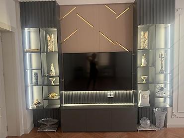 laminant: Mebel TV stendi və vitrinqarnitur - Üslub: müasir, minimal xətlərlə - — 2