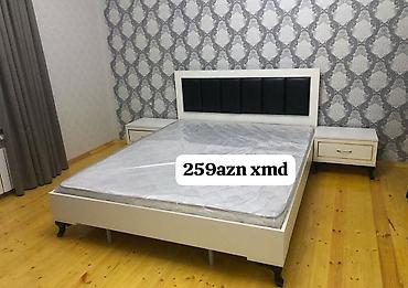 divar kagizlar: Ağ-rəngli yataq dəsti: - Çarpayı: ağ korpus, yumşaq qara başlıq paneli — 1
