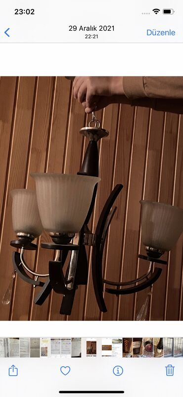 gecə lampası: Çılçıraq, 3 lampa, Xrustal