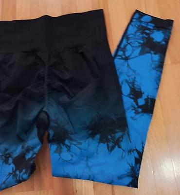 Helanke, biciklistički šortsevi: Ženske helanke sa visokim strukom u crno-plavoj tie-dye boji. Helanke — 15