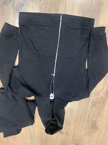 nike tech: Черный комплект из толстовки и брюк SVM - Модель: худи на молнии до — 3
