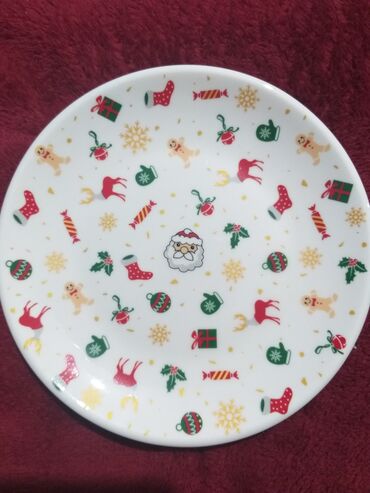 керамическая посуда: Милая тарелка, ложка и кружка к Новому году и Рождеству, в очень