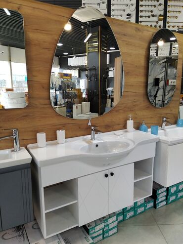 hamam əşyaları: Hamam üçün lavabo və şkaf dəsti - Rəng: ağ, parlaq səth - Lavabo