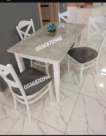 Masa və oturacaq dəstləri: Mətbəx üçün, Yeni, Açılmayan, Dördbucaq masa, 4 stul — 2