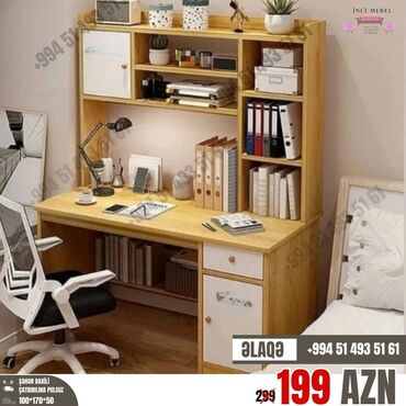 Uşaq masaları: Oğlan və qız üçün, Yeni, Siyirməli, Yazı masası, Stulsuz — 15