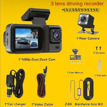 Videoreqistratorlar: Dash Cam 3-Lü Avtoreqstrator 1080P HD Yüksek keyfiyetli ürün isteyen