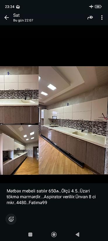 Mətbəx mebeli: Mətbəx mebeli satılır. Xüsusiyyətlər: - Üst və alt dolablar komplekt — 10