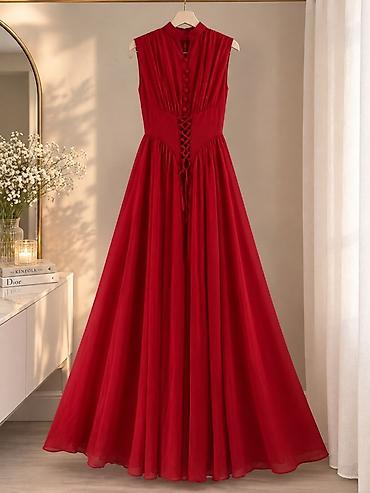 Qırmızı, sleeveless uzun ziyafət donu - Ölçü: 38 - Qiymət: 50 AZN