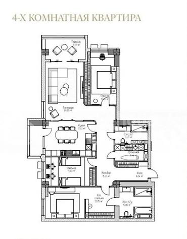 center: 4 комнаты, 155 м², Асанбай мкр Элитка, 4 этаж, ПСО (под самоотделку) — 2