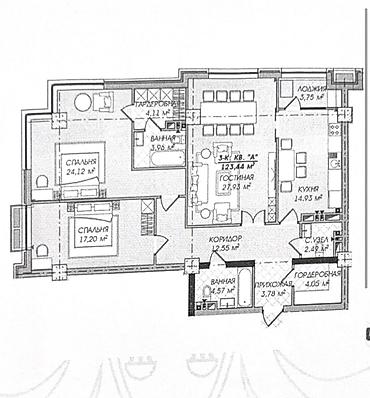 3 комнаты, 123 м², БГУ Элитка, 12 этаж
