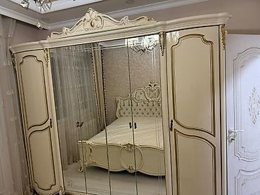 с мебелью: Спальный гарнитур, Новый, Двуспальная кровать, Шкаф, цвет - Бежевый — 4